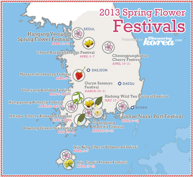 Những lễ hội hoa trong năm 2013 ở Hàn quốc.